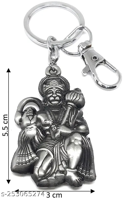 Hanuman Metal Silver Color Keychain Keyring