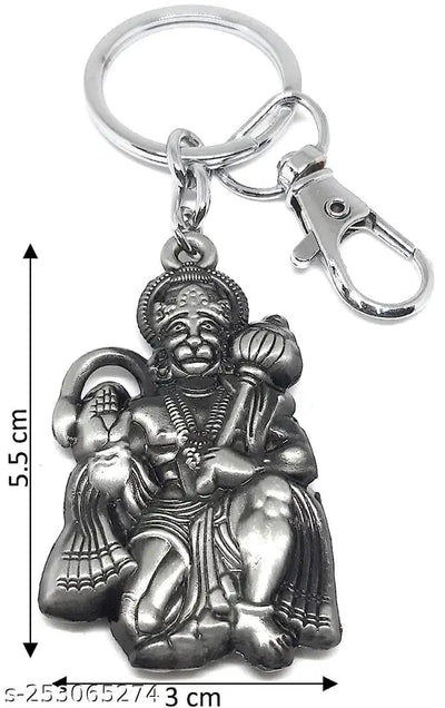 Hanuman Metal Silver Color Keychain Keyring