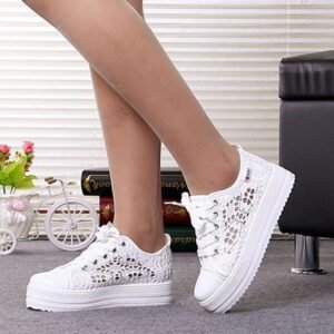 Women's White Canvas Shoes β Casual Chunky Daddy Sneakers