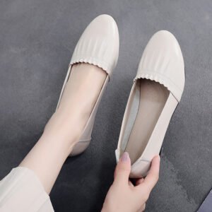 Women's Genuine Leather Flat Loafers β First Layer Cowhide Office Shoes