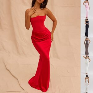 Women's Strapless Slim Fit Long Dress β Backless Evening Party Dress