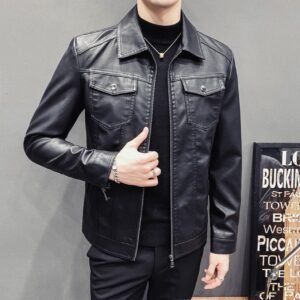 Men's Quilted Faux Leather Jacket β Fall Winter Casual Coat (Fleece Lined Option)